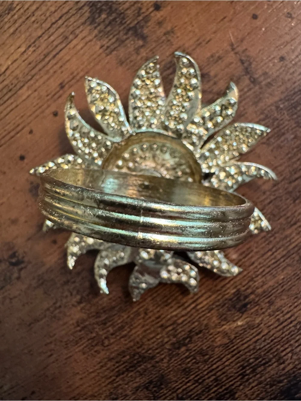 Tahari Home Sunflower Rhinestone Napkin Rings, Unboxed, Fall Thanksgiving